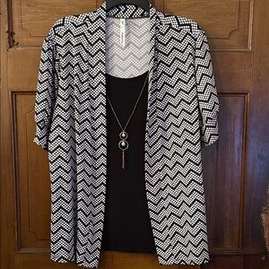 NY Collection Black and White Polka Dot Top